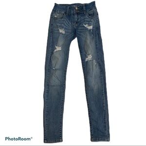High waisted kancan distressed skinny jeans